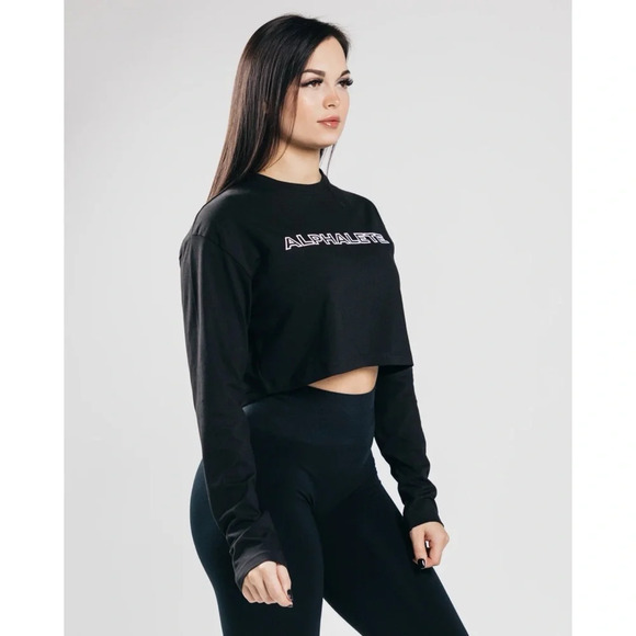 Alphalete Spellout Black Long Sleeve Tee - Picture 1 of 6
